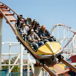 death enjoying riding a roller coaster, coney island, digital photography, highly detailed,