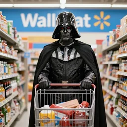 darth sidious shopping at walmart, high quality photography