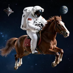 astronaut riding a horse in space