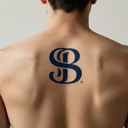 A corporate logo for a luxury real estate company, tattoo on the back of a man