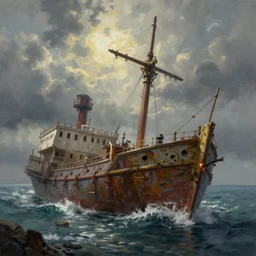 Shipwreck, a fantasy digital painting by Greg Rutkowski and James Gurney, trending on Artstation, highly detailed