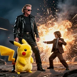 Jack Nicholson plays Terminator, scene where he shoots Pikachu, yellow fur explodes