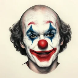 detailed amazing tattoo stencil of a funny clown make up, big red nose, dwayne the rock johnson