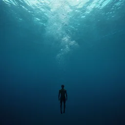 the man at the bottom of the sea, abstract, uncanny, 4 k hd,