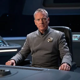 bill murray as a starship captain sitting on the bridge of a starship, high definition, color film,