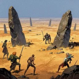 flat wastelands, giant rock spikes, greg rutkowski, brom, james gurney, mignola, craig mullins, alan lee