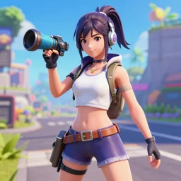 an anime girl playing fornite