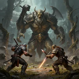 symmetry!! mines of moria baalrog fighting orcs, highly detailed, perfect lighting, perfect composition, 4 k, artgerm, derek zabrocki, greg rutkowski