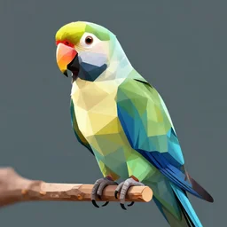 a geometric, low poly parrot by mark li, digital art