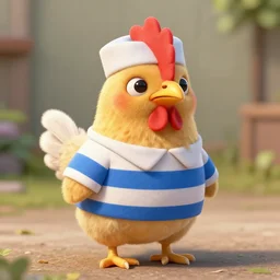 photo of a cute chicken dressed as a prisioner