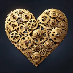 a heart shape by mechanical gears, anime style