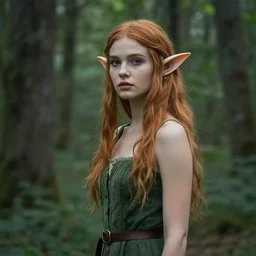 Photo of a beautiful girl elf, into the forest in the Style of Mark Seliger