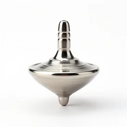 polished spinning top, 8k product photo, isolated on a pure white background, centered, entire object in frame, sharp focus, soft studio lighting