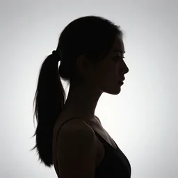 silhouette of a lovely woman, backlight illuminated