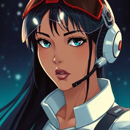 an anime portrait of beautiful megan fox as a space pilot still from robotech 1 9 8 5 by ilya kuvshinov katsuhiro otomo, magali villeneuve, artgerm, jeremy lipkin and michael garmash, rob rey and kentaro miura style, symmetrical, depth of field, deep focus