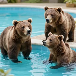 brown bears have a pool party