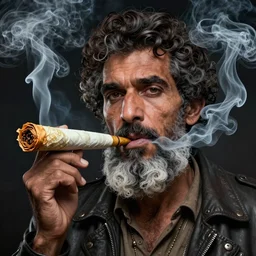 Borat smoking a giant rolled cannabis cigarette, caricature, smoke, amazing detail, digital art, artstation