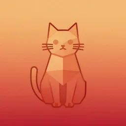 orange to red gradient background, low poly line art of cat, linux wallpaper