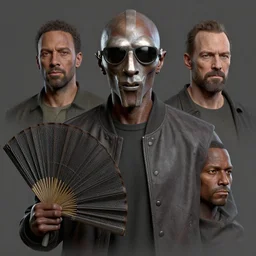mf doom by james jean, tom bagshaw, rococo, fan, art, concept character, vfx portrait 8 k render on mudbox