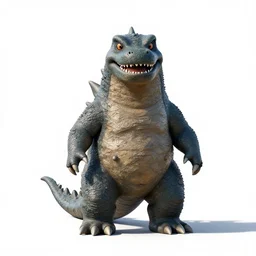 cheerful kaiju monster, studio photography, full body, standing, isolated on a pure white background, centered, whole figure in frame, sharp focus, studio lighting