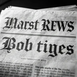 the masthead of a major newspaper in gothic lettering, black and white, typography