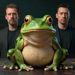 hyperrealistic mixed media image of a ( info wars alex jones ) as a ( ( bullfrog ) ), stunning 3 d render inspired art by greg rutkowski and xiang duan and thomas eakes, perfect symmetry, flesh texture, realistic, highly detailed attributes and atmosphere, dim volumetric cinematic lighting, 8 k octane detailed render, post - processing, masterpiece,