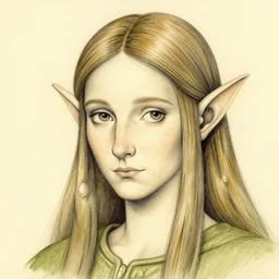 portrait drawing of an elf , by Tony DiTerlizzi