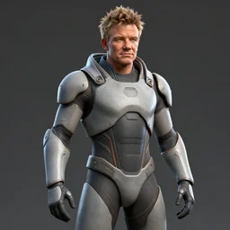 gordon ramsay wearing a futuristic outfit, a 3 d render by a senior character artist, trending on artstation, realism, rendered in keyshot, sculpted in zbrush, textured in mudbox, hard surface modeling, physically based rendering