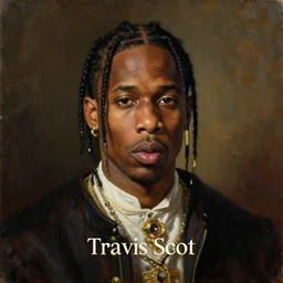 A renaissance painting of Travis Scott, portrait, album cover,