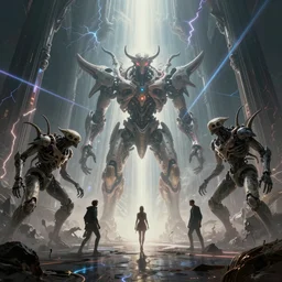 otherworldly ambient occlusion render metaphysical scifi cosmic skullpunk biomech creatures entering the ethereal plane mecha cathedral, art by artgerm, wlop, loish, ilya kuvshinov, muted vaporwave ombre, leading lines, fractal lightning, lichtenberg figures, vanishing point, volumetric lighting, god rays, lasers