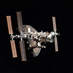 photo of a space station orbiting an asteroid 1 / 1 6 0 0 @ f / 8, iso 2 5 0 0