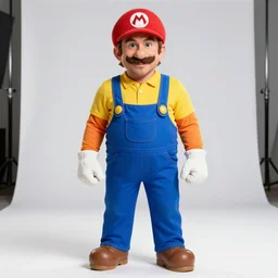 chris pratt wearing mario's clothes, promo shoot, studio lighting