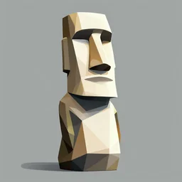 abstract cubist moai statue geometric cutout digital illustration cartoon colorful beeple