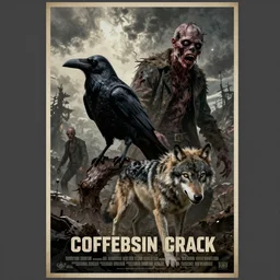 a zombie crow and a zombie wolf - rex, poster art by daniele caruso, benediktus budi, jason edmiston, vc johnson, powell peralta