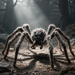 a scary spider monster made of wool, horror, unnerving, terrifying