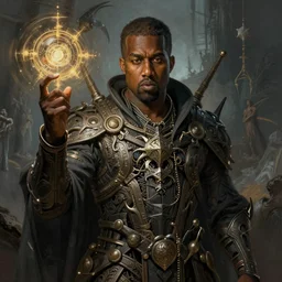 :  kanye west  shamen fantasy, fantasy magic,  , intricate, sharp focus, illustration, highly detailed, digital painting, concept art, jahbu art and Paul lewin and kehinde wiley, masterpiece