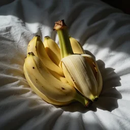 banana tucked in a bed