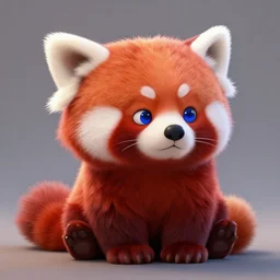 league of legends concept art cute sitting red panda with blue eyes, art by charles liu, head close - up shot, fantasy style, soft lighting, vibrant color scheme, perfect angle, fullbody shot, ultra detailed, hyperrealism, empty background, volumetric lighting, octane render, commission art, 8 k wallpaper