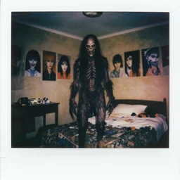 hyperrealistic cursed daguerreotype polaroid cinestill of creepy kassogtha monster entity creature standing in bedroom designed by lovecraftian, guillermo del toro, michael hutter, kentaro miura, junji ito, gantz, hideo kojima, colorized. scp historical archives. david lynchian atmosphere. deep aesthetics of weirdcore