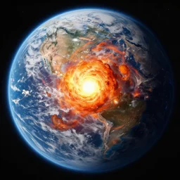 a large meteor entering earths atmosphere, seconds away from extinguishing all of humanity, painting