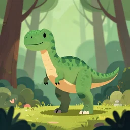 an illustration of a dinosaur k 2. 0 0 0 in the woods, trending on artstation, central composition, very cartoon, shape focus, high detailed, by anton fadeev
