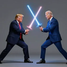 an epic lightsaber battle between donald trump and joe biden