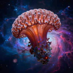 a detailed full body photography of a chrysaora hysoscella floating in space with lots of vibrant colorful nebulas at the background, high quality dnd illustration, cinematic, trending on artstationhq, photo realistic, volumetric lighting, striking details