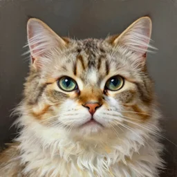 Ron Perlman as a cat, digital painting, portrait, intricate detailed brush strokes, masterpiece, cute, beautiful, gorgeous, stunning, meticulous composition, unique design, , by Monet, by Rembrandt, by Michelangelo
