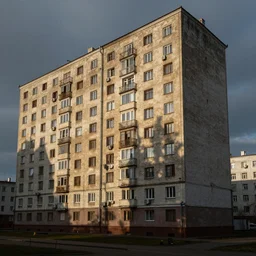 Photo of Soviet apartment building, one object