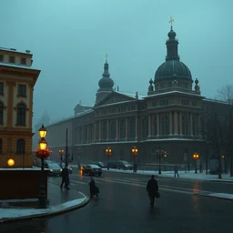 photography of saint petersburg inspired by dostoevsky, the brothers karamazov, 1 8 8 1, photo realism, matte painting by marc simonetti and rhads, trending on artstation