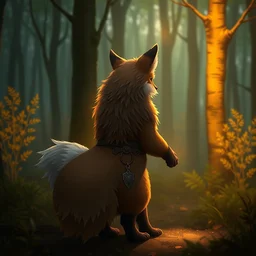 a medieval anthropomorphic fox furry fursona with a fluffy tail in a forest, backlighting, trending on artstation, furry art, by kawacy, warm lighting, digital art