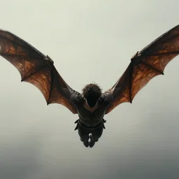 man with bat wings for arms flying through air, fantasy, professionally retouched, soft lighting, powerful, realistic, face is obscured in shadow, wide angle, 8 k high definition, insanely detailed, intricate, elegant, art by artgerm and wlop