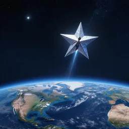 a shooting star falling back to earth, the star has a human inside, 8 k, ultra detailed