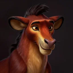 a portrait of humanization of melman from madagascar, skinmy, grim - lighting, high - contrast, intricate, elegant, highly detailed, digital painting, artstation, concept art, smooth, sharp focus, illustration